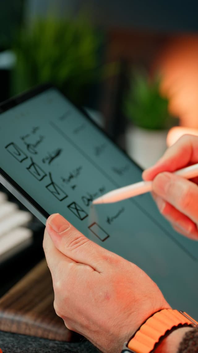 Buyer writing a home wishlist checklist