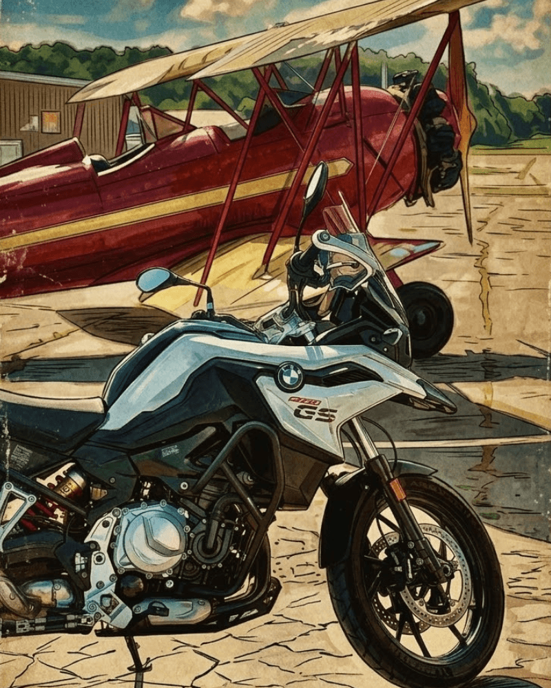 Paul Nagpal with his BMW GS motorcycle